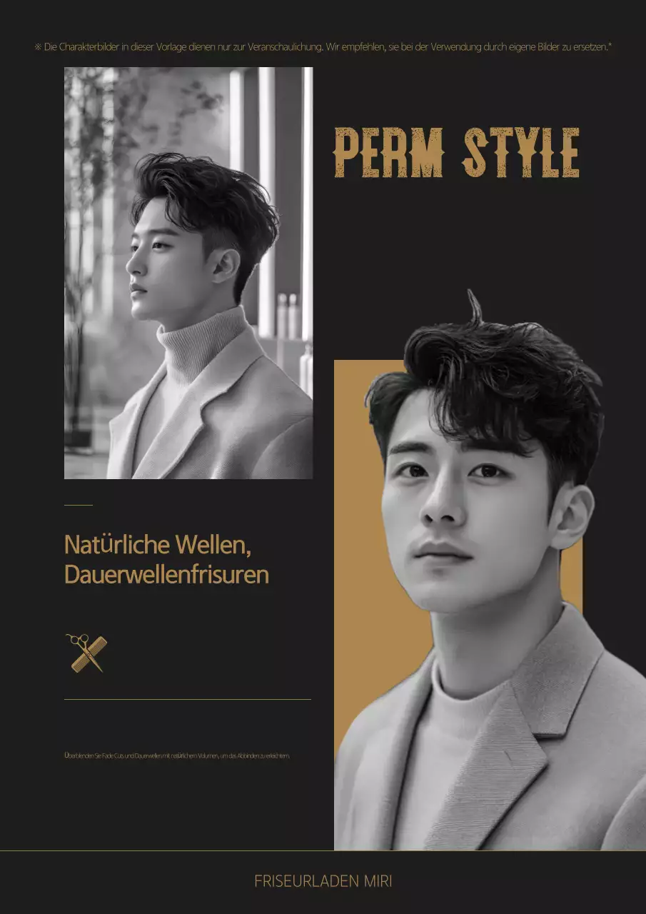 Schwarze Vintage-Frisur-Werbung