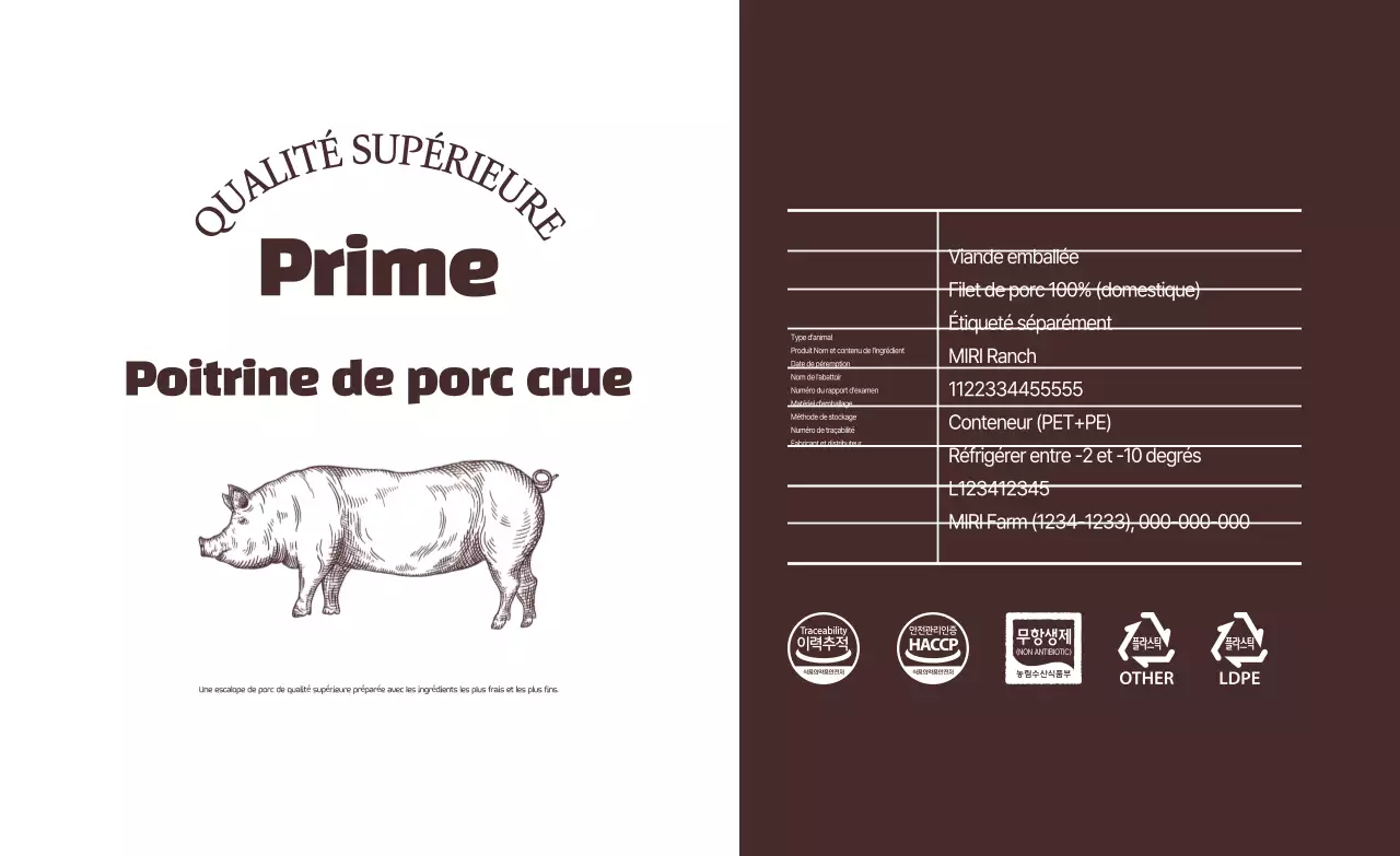 Emballage de viande traditionnel brun