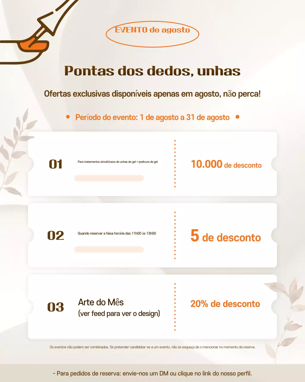Guia de Eventos para Unhas Simples Bege
