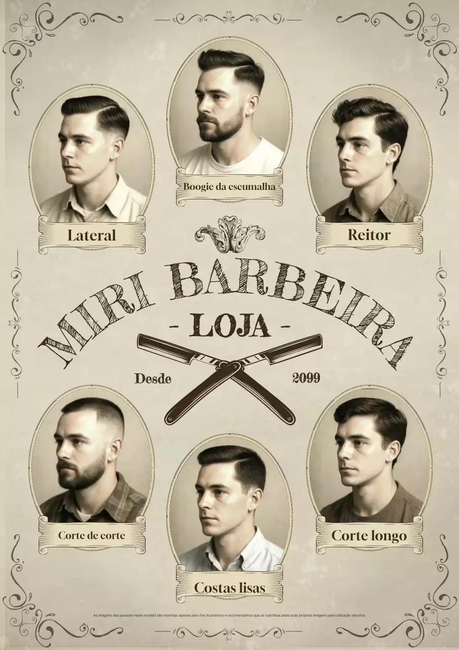 Anúncio de penteado vintage bege