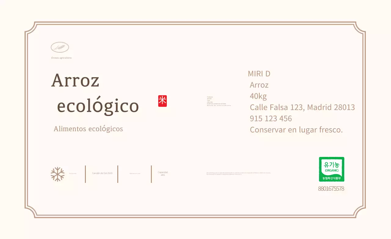 Descripción del alimento orgánico Beige Clean