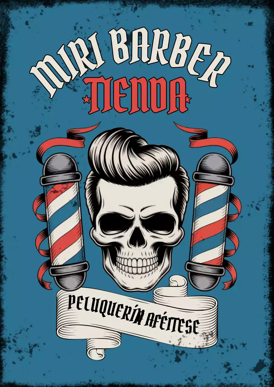 Anuncio de barbería vintage azul