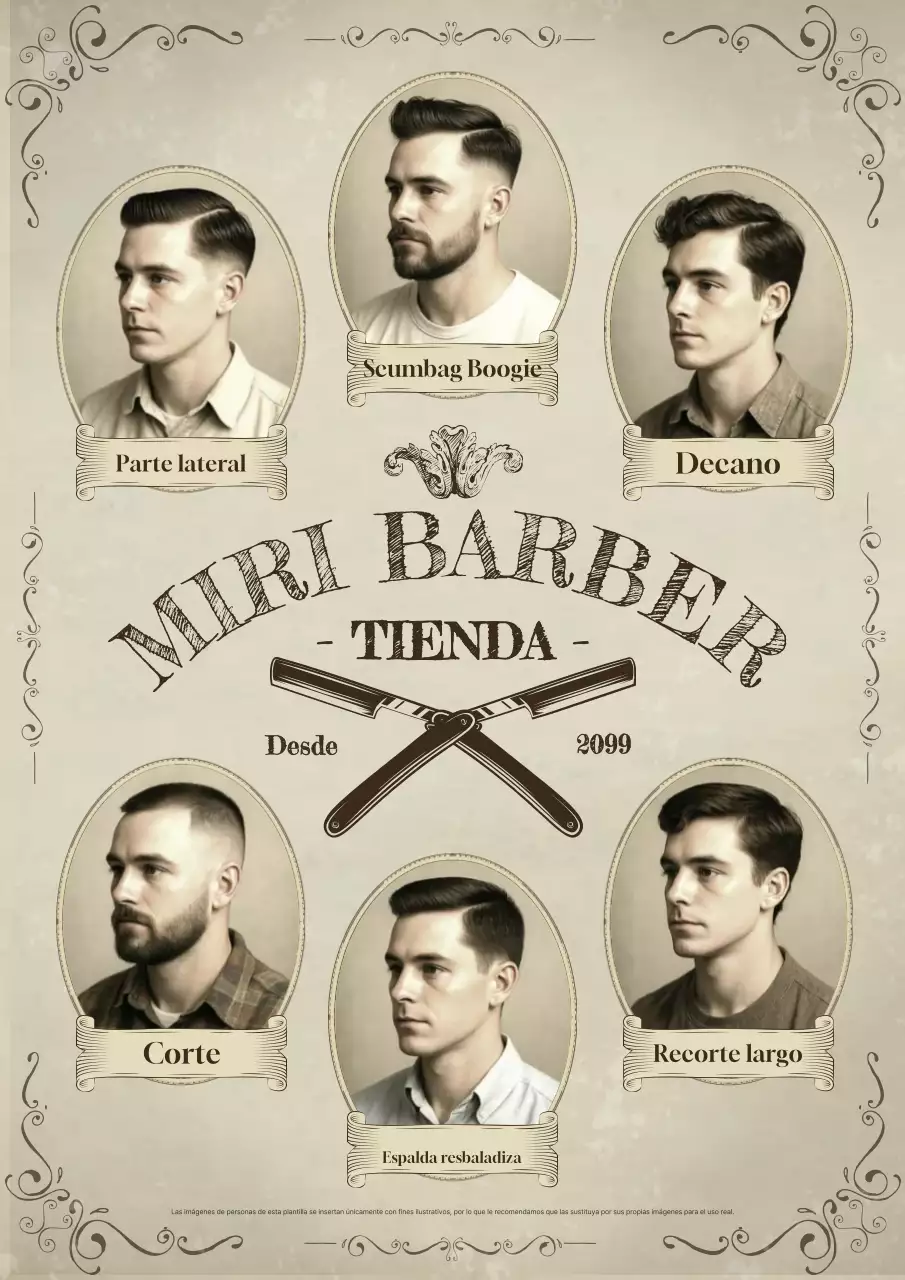 Anuncio de peinado vintage beige