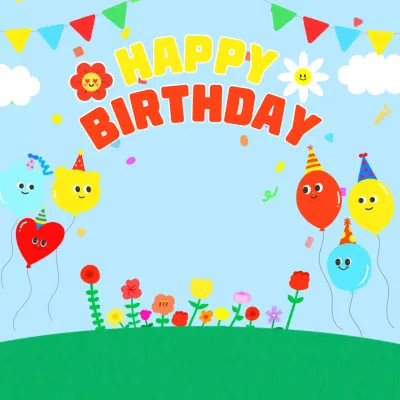 하늘색 아기자기한 생일 이벤트