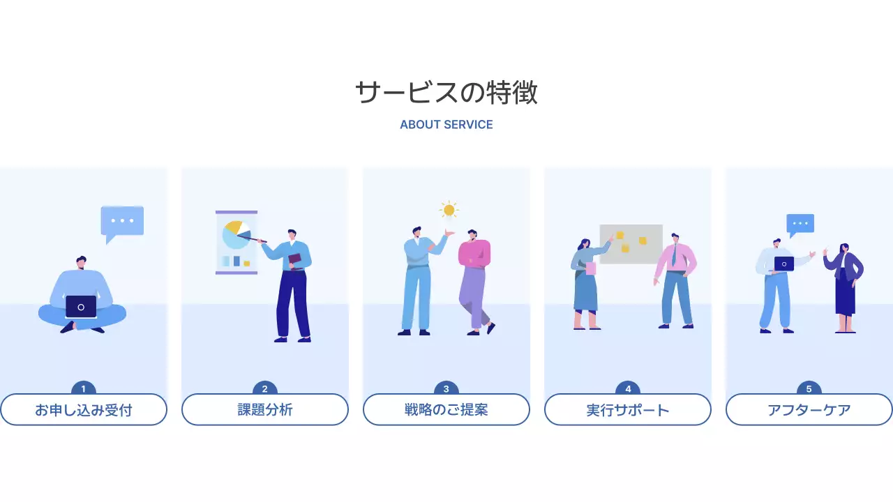 青 モダン ビジネス 会社案内 詳細ページ