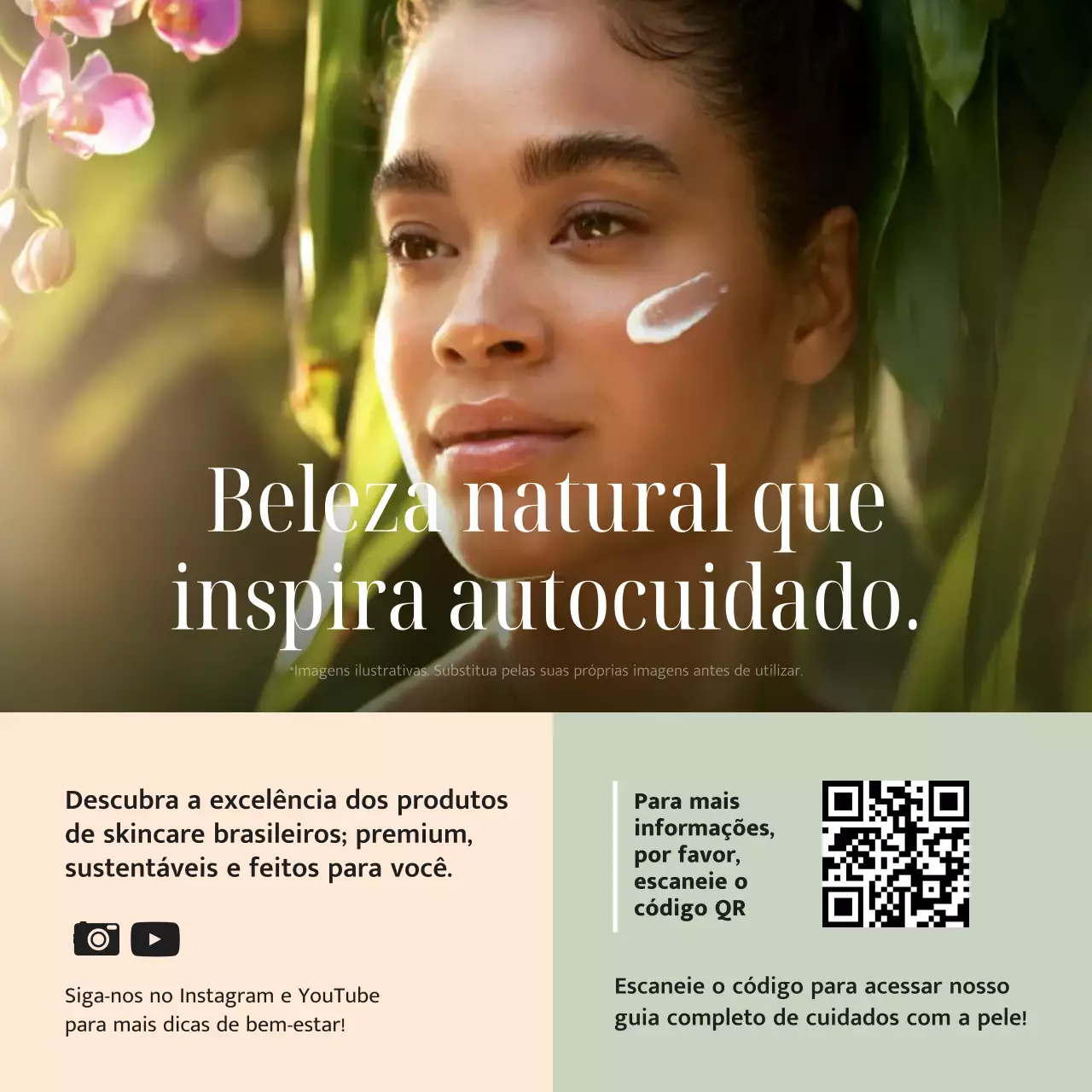 Postagem de promoção de cuidados naturais com a pele no Instagram