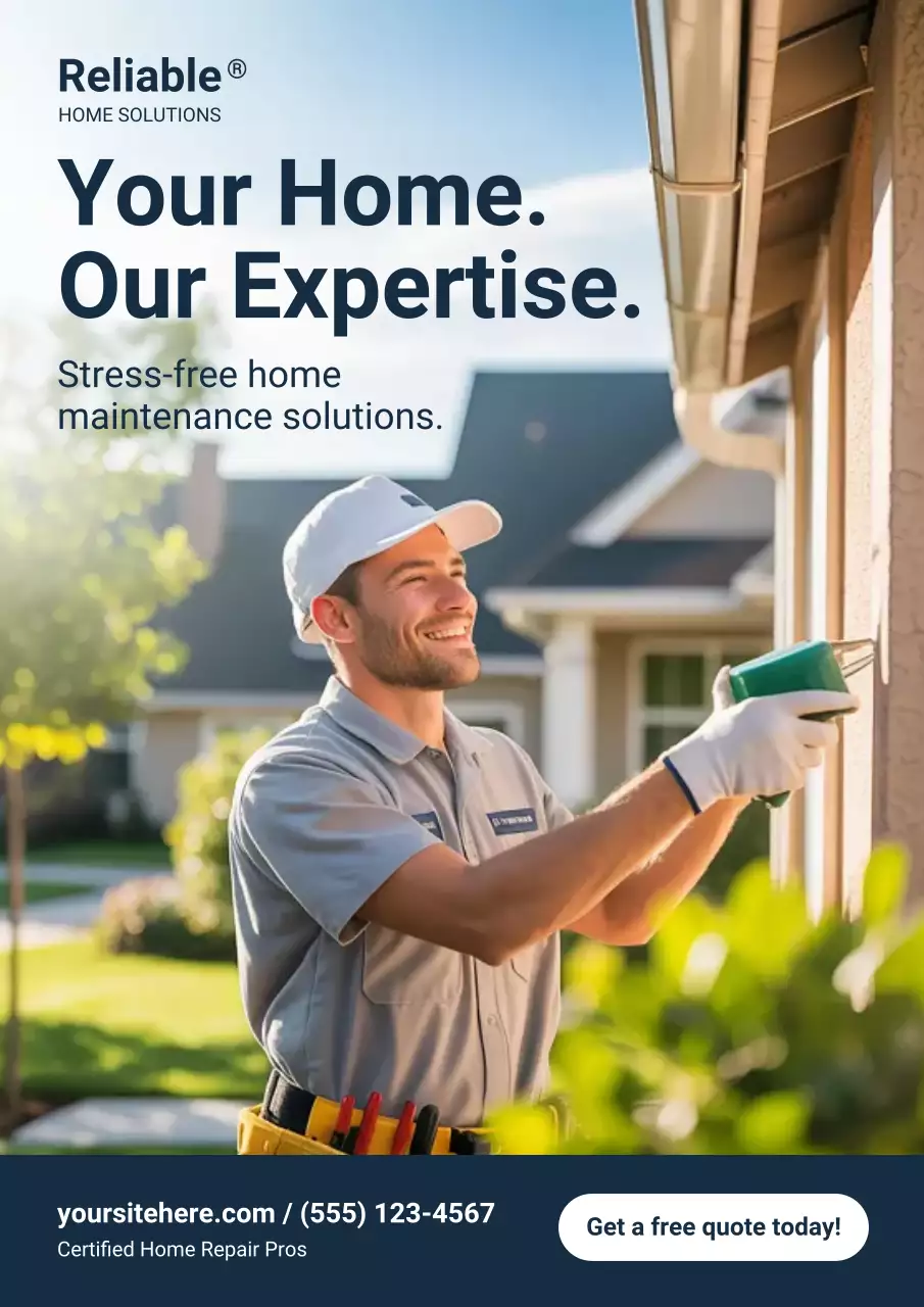 Navy Professional Home Services Advertisement Poster