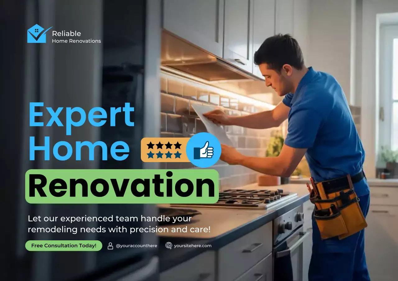 Blue Modern Renovation Promotion Poster