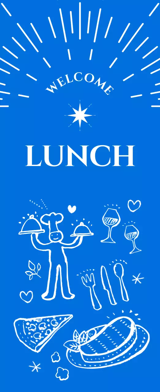 青 白 シンプル ランチ メニュー