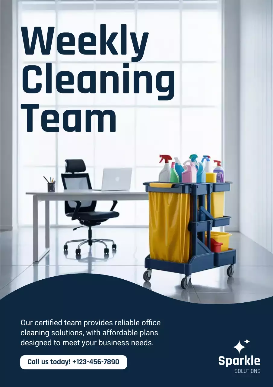 Navy Modern Cleaning Service Advertisement Poster