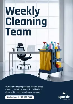 Navy Modern Cleaning Service Advertisement Poster