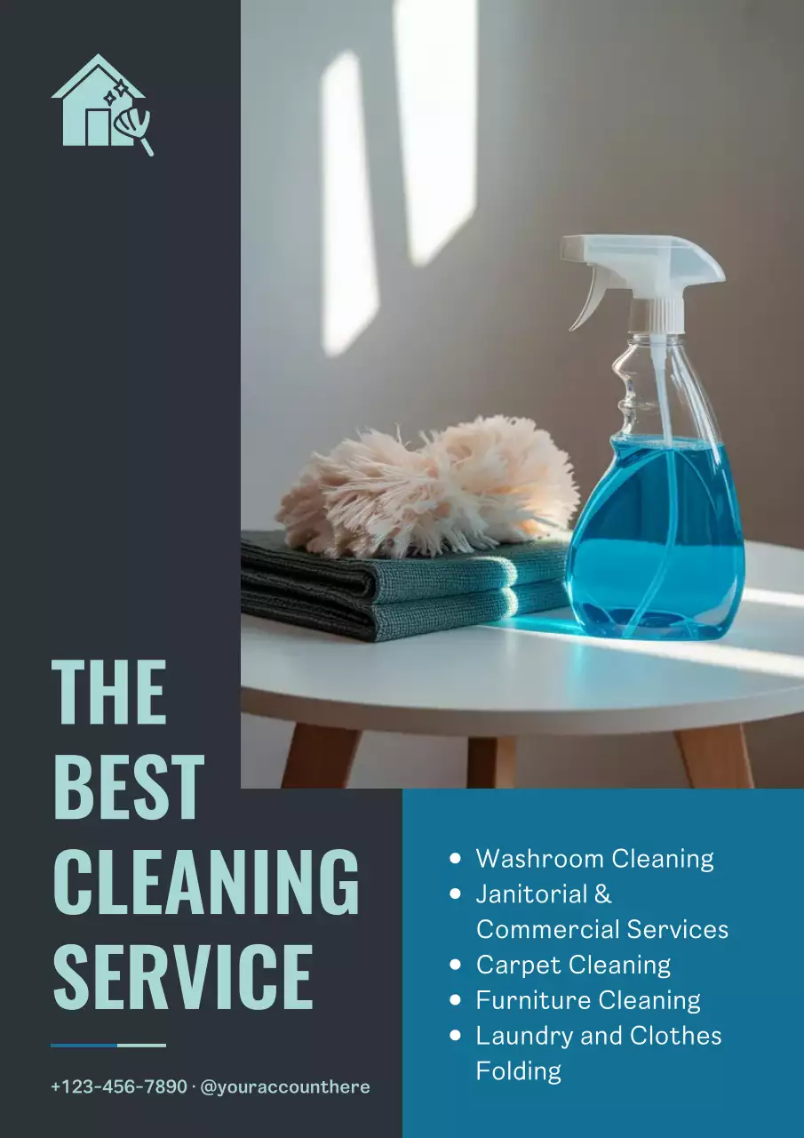 Blue Modern Cleaning Promotion Poster