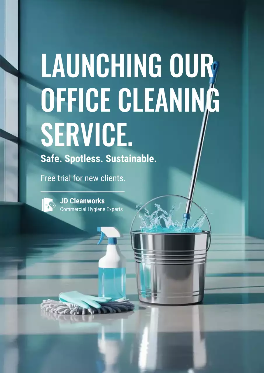 Teal Modern Cleaning Service Promotion Poster