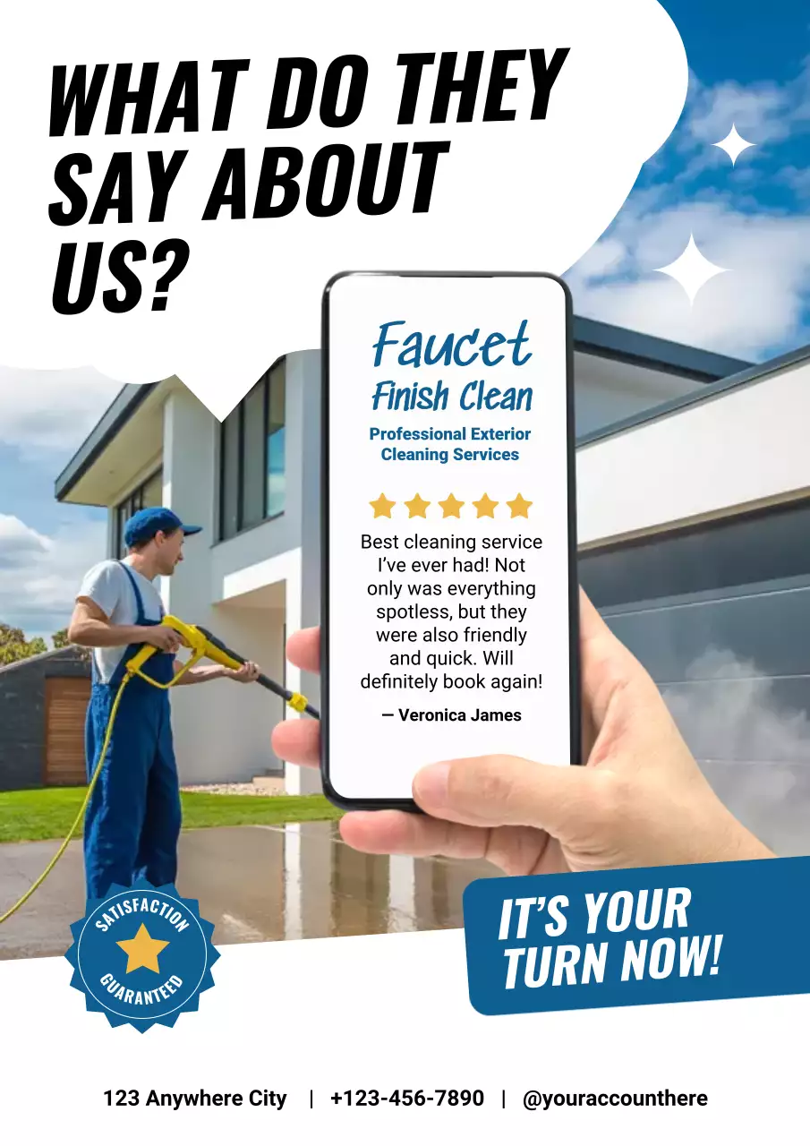 Blue Modern Cleaning Service Advertisement Poster