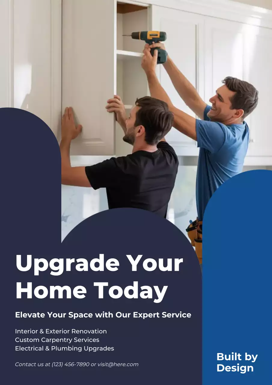 Navy Modern Renovation Advertisement Poster