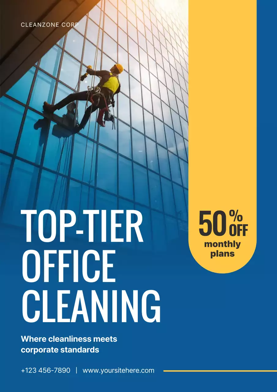 Blue Modern Cleaning Service Advertisement Poster