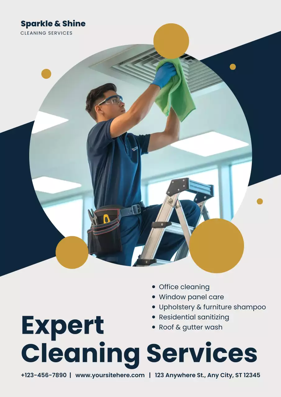 Navy Modern Cleaning Advertisement Poster