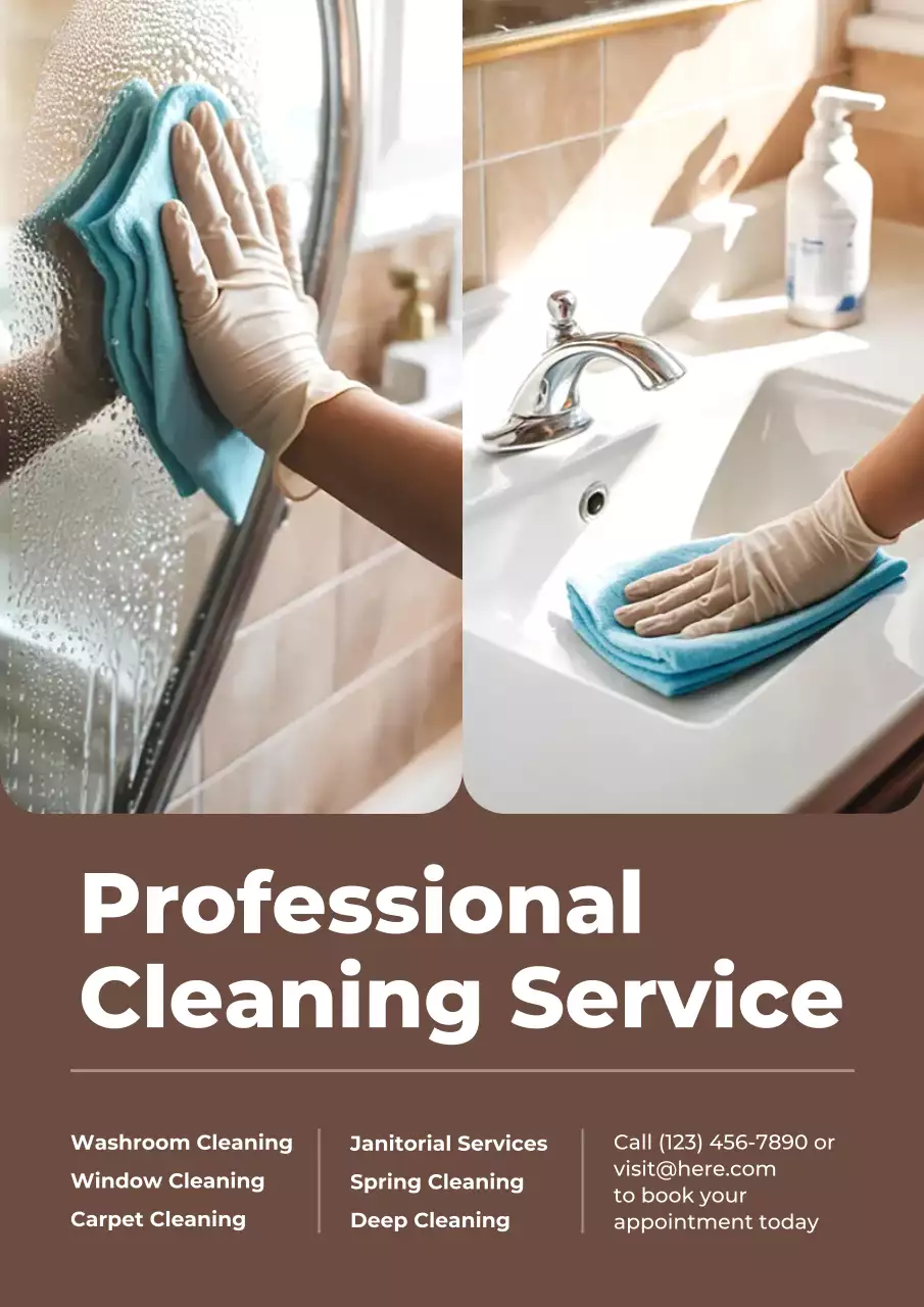 Brown Modern Cleaning Services Promotion Poster