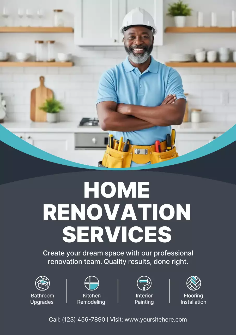 Blue Professional Renovation Advertisement Poster
