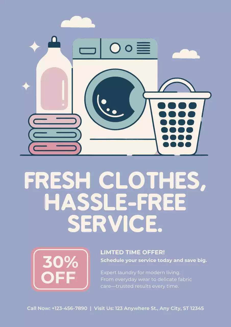 Blue Modern Laundry Promotion Poster