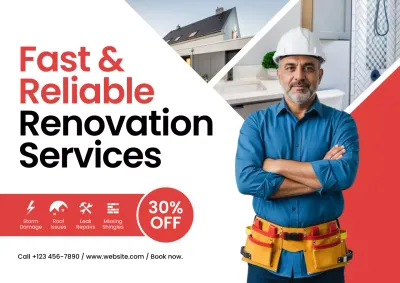 Red Modern Renovation Promotion Poster