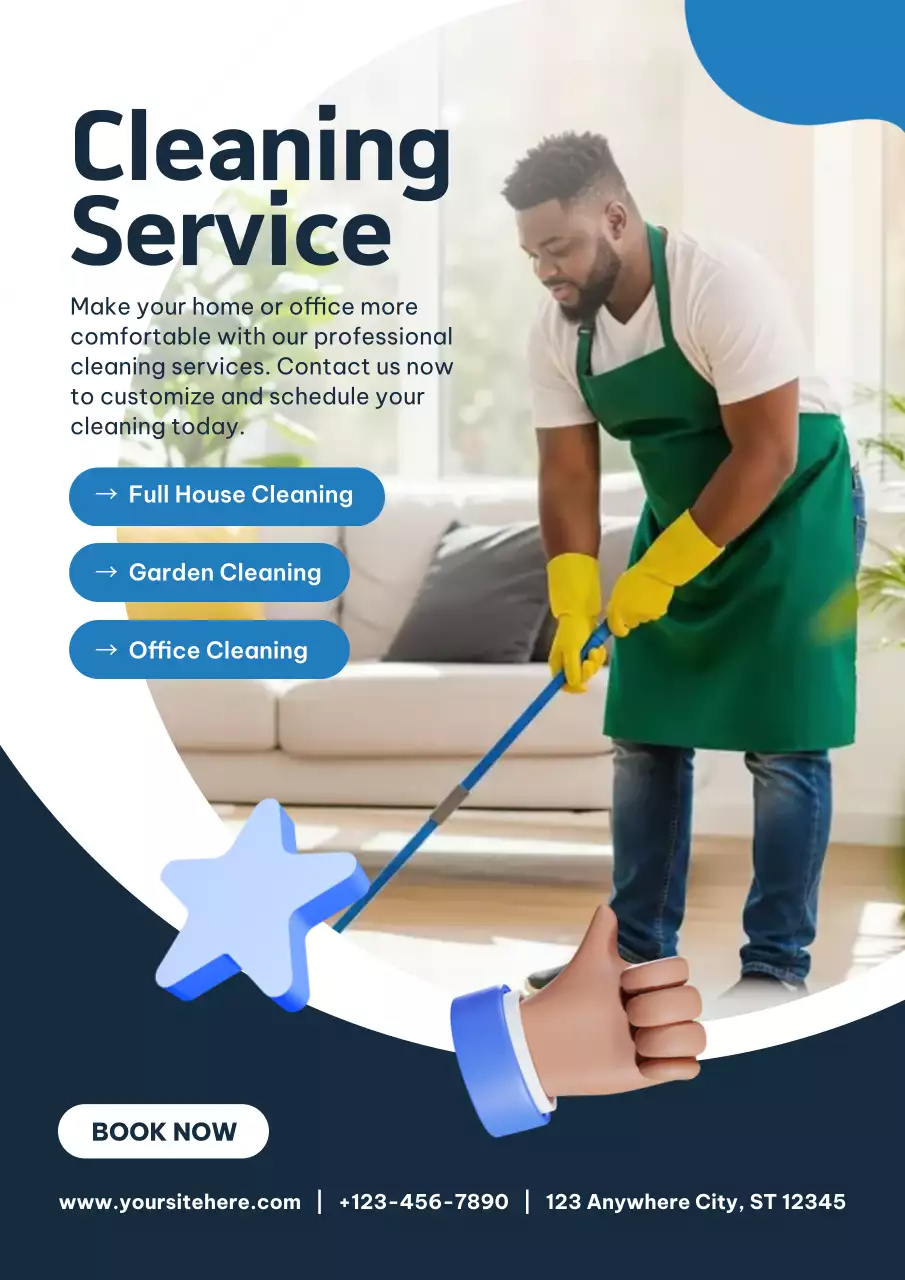 Blue Modern Cleaning Service Advertisement Poster