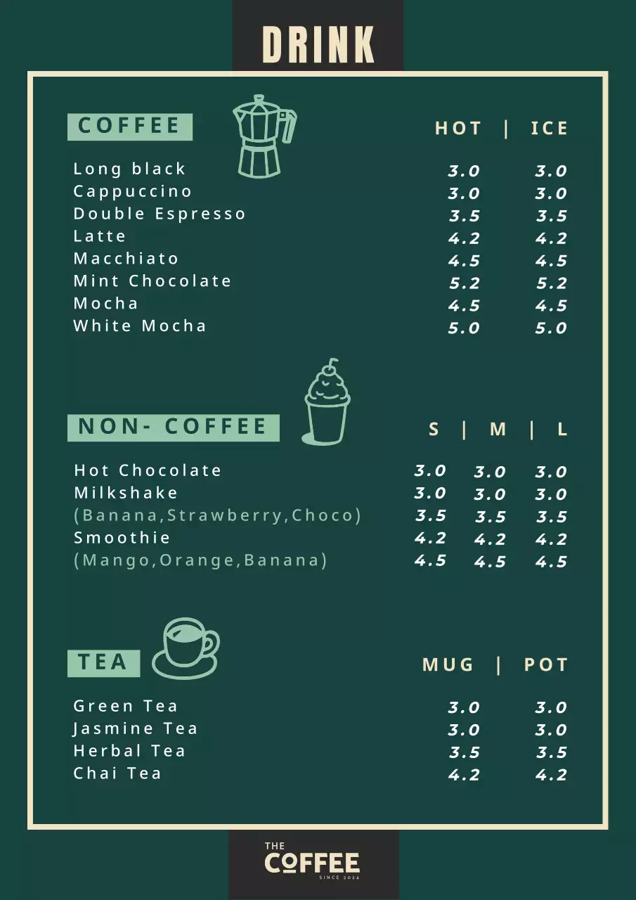 초록 깔끔 카페 안내