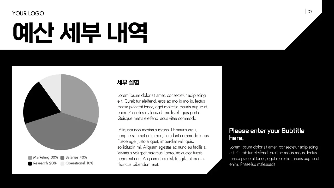 검정색 심플 재무 기획서