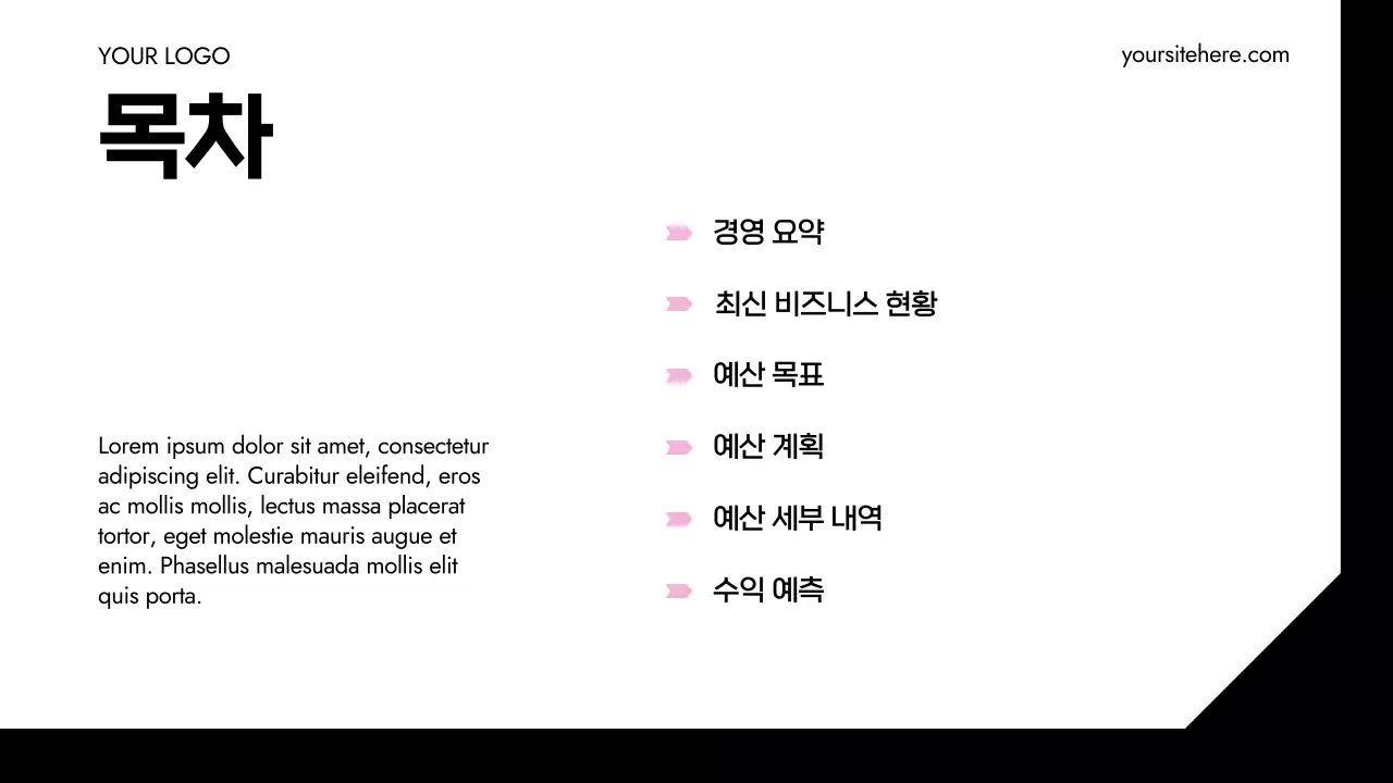 검정색 심플 재무 기획서