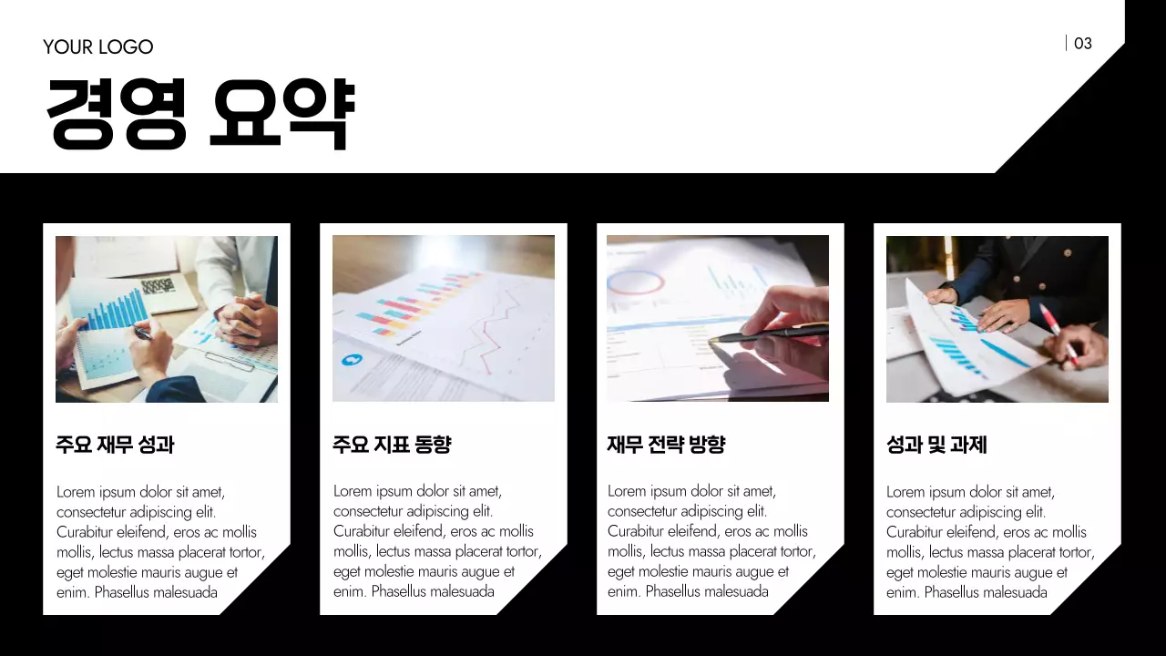 검정색 심플 재무 기획서