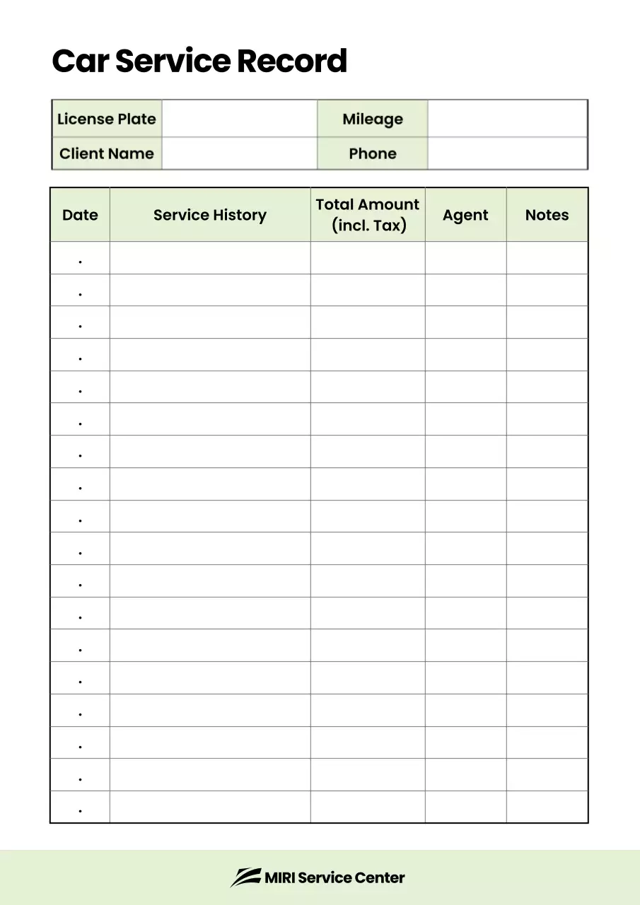 green minimal car record document