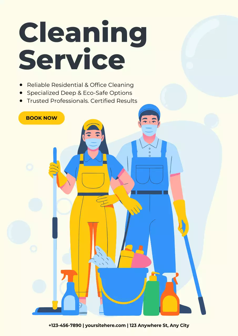 Yellow Modern Cleaning Promotion Poster