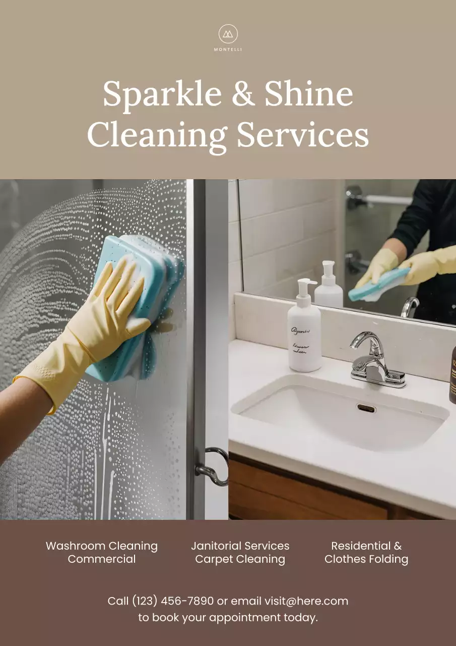 Beige Professional Cleaning Services Advertisement Poster