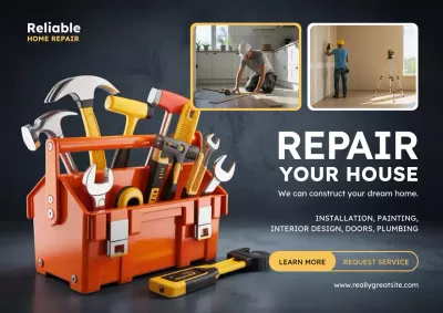 Orange Professional Home Repair Advertisement Poster