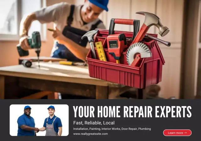 Red Modern Repair Promotion Poster