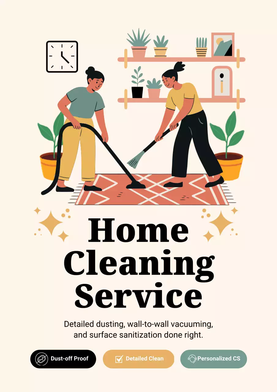 Beige Modern Cleaning Advertisement Poster