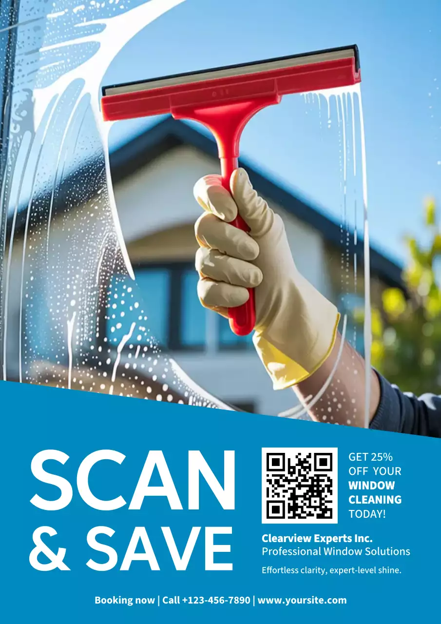 Blue Modern Cleaning Promotion Poster