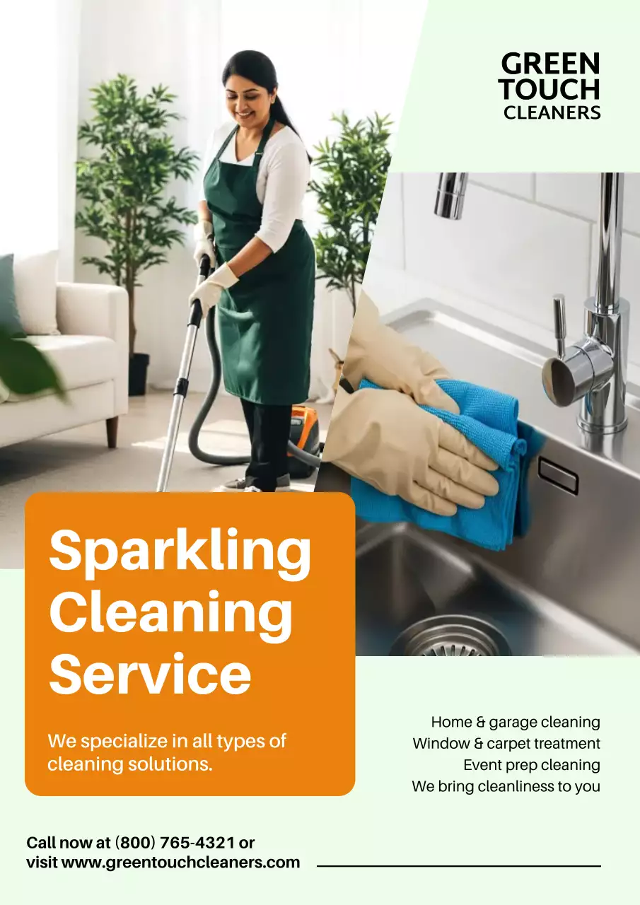 Orange Modern Cleaning Promotion Poster