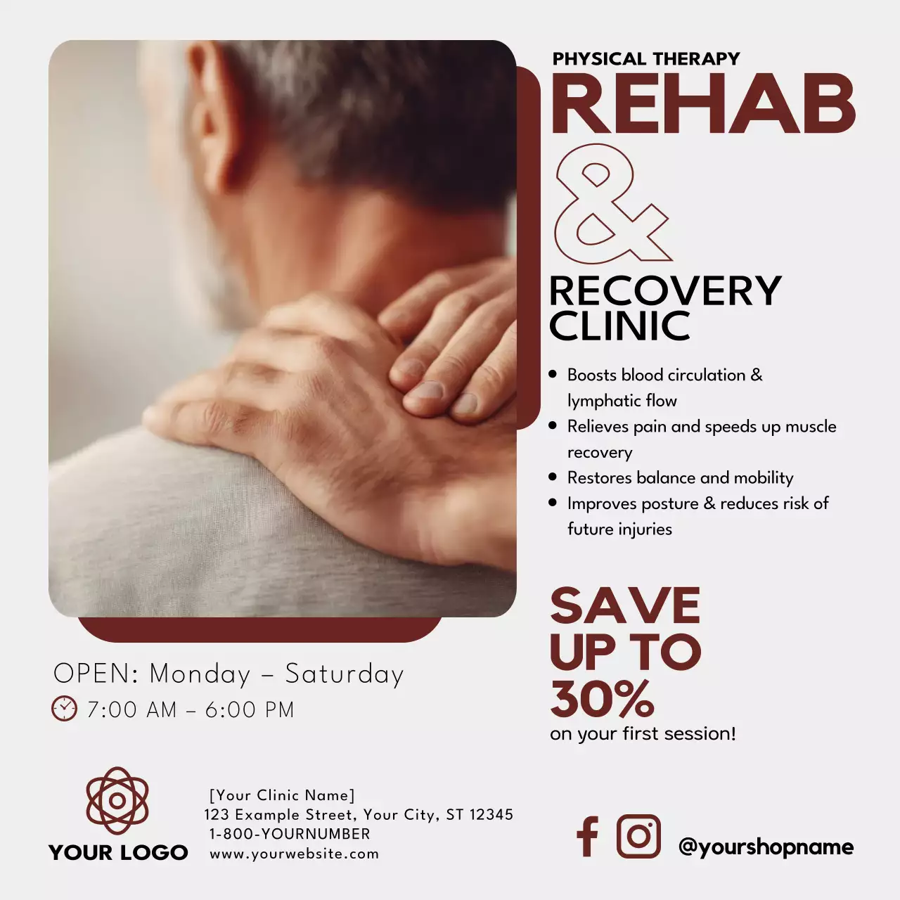 물리치료 및 회복 클리닉 광고