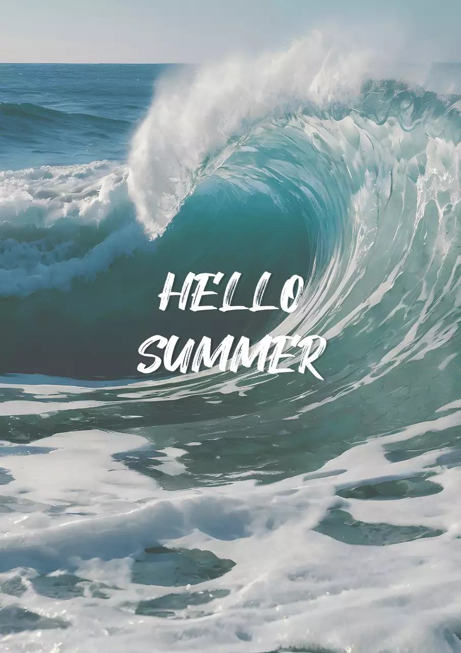 청록색의 시원한 여름 바다 파도 인사 카드