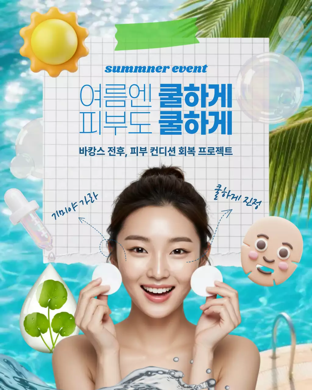 하늘색 모던 여름 피부 프로모션