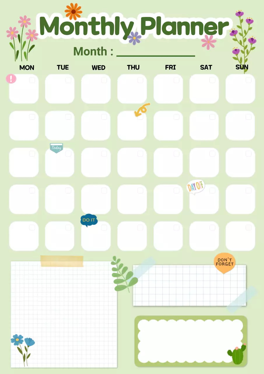 그린 월간 플래너