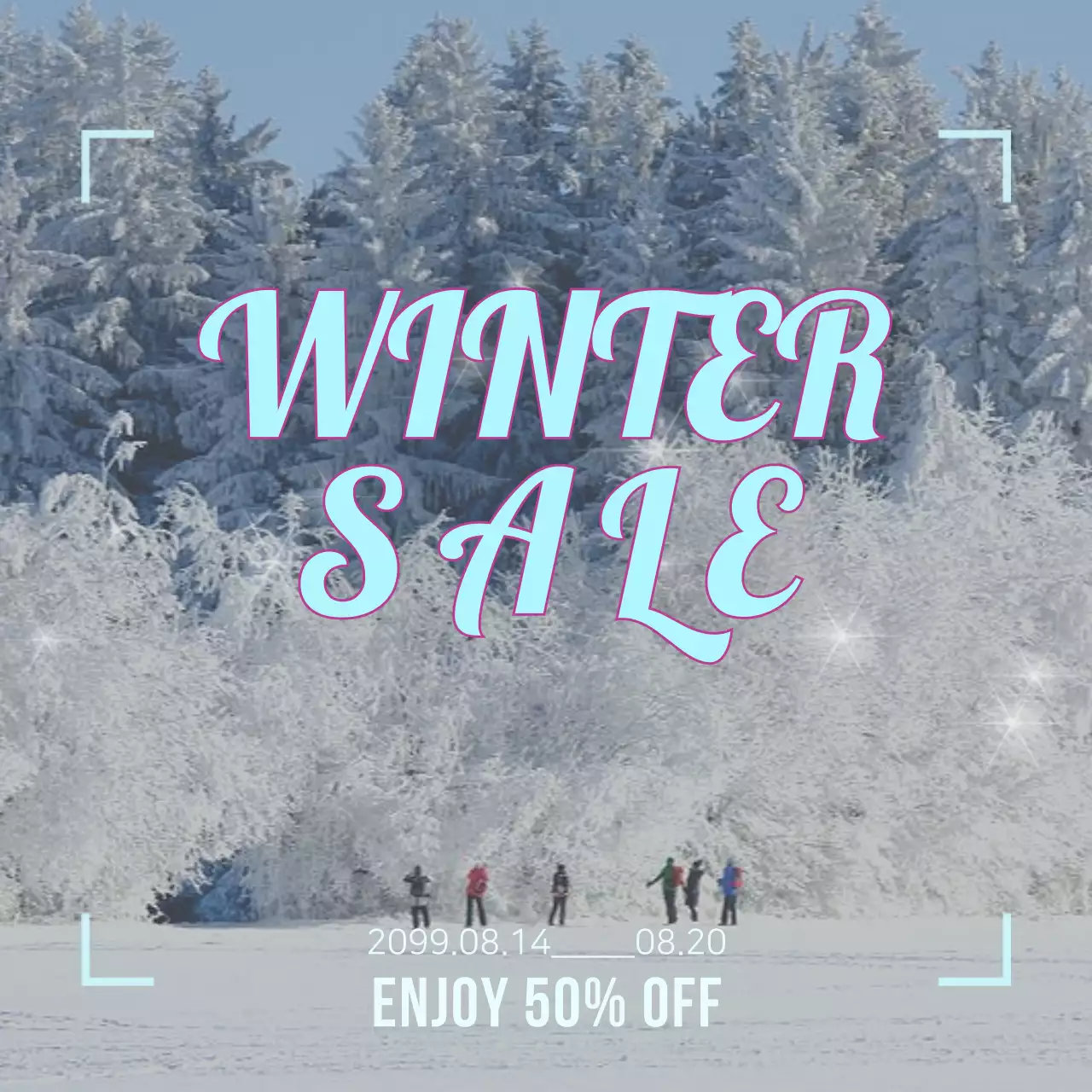 하늘색 겨울 세일 프로모션