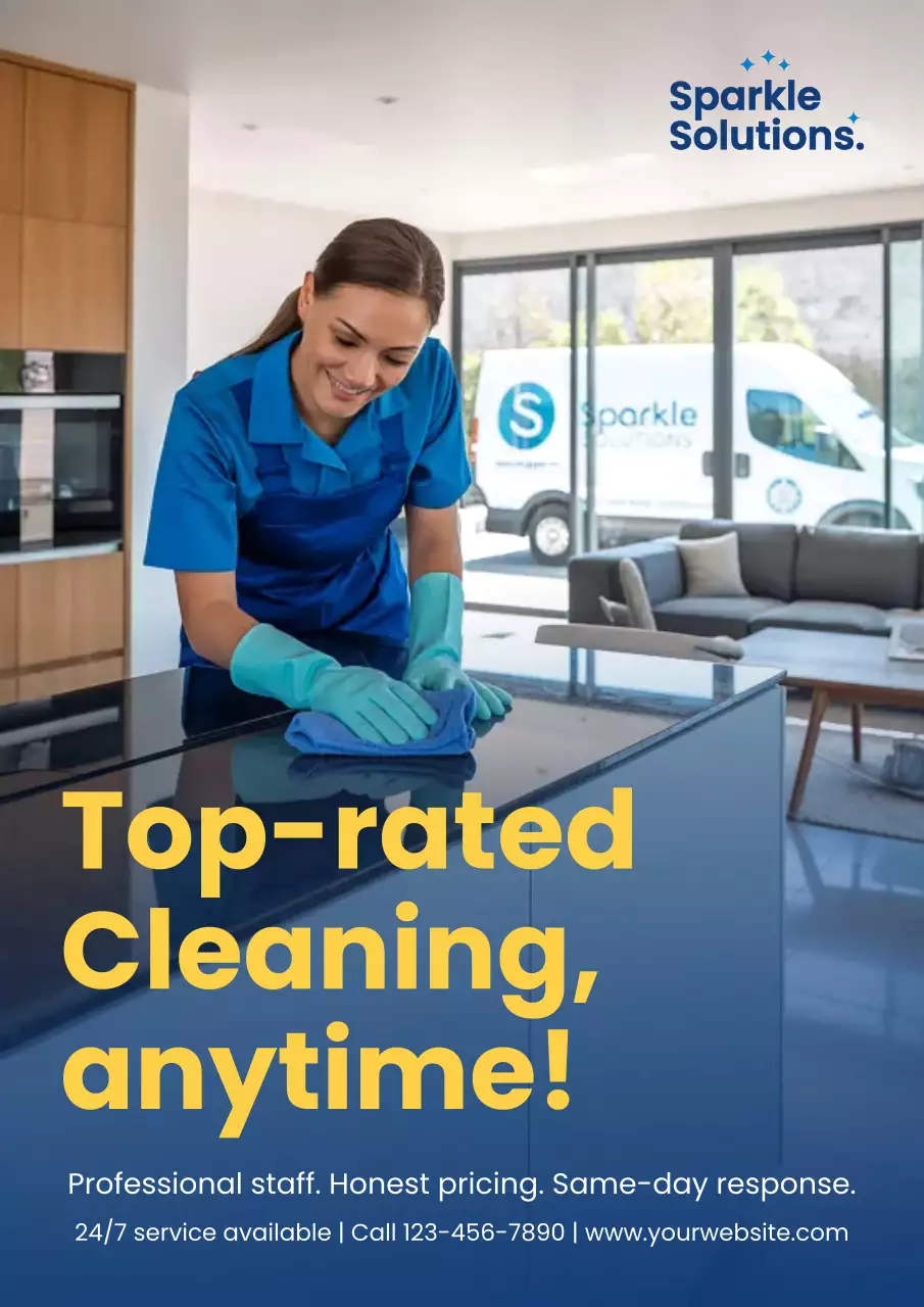 Blue Modern Cleaning Advertisement Poster