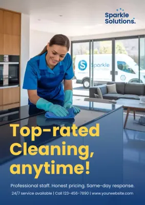 Blue Modern Cleaning Advertisement Poster