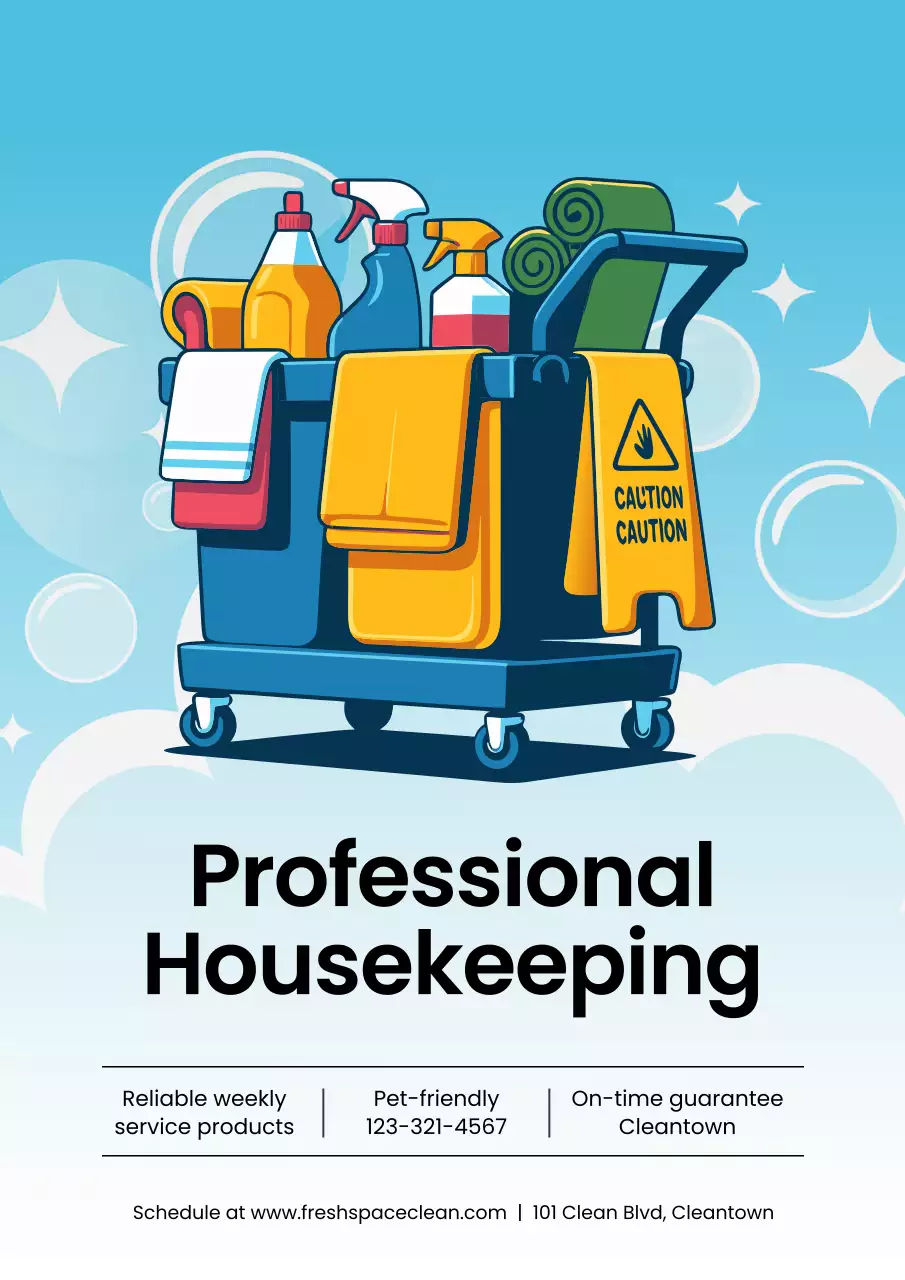 Blue Modern Cleaning Advertisement Poster