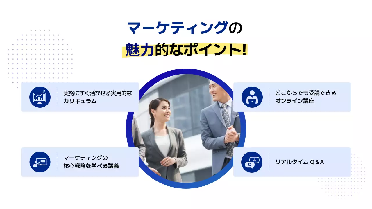 青 モダン マーケティング プレゼンテーション