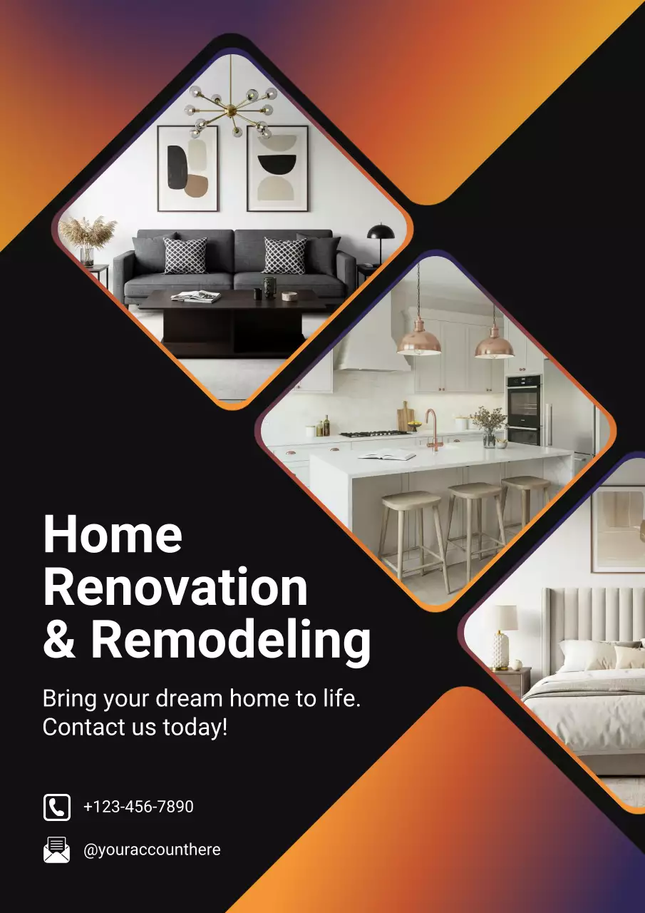 Orange Gradient Modern Renovation Promotion Poster