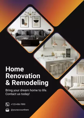 Orange Gradient Modern Renovation Promotion Poster