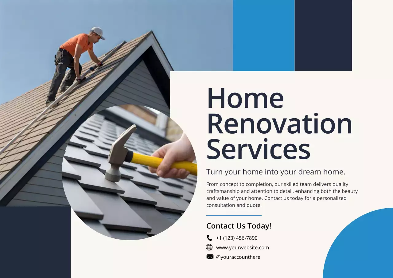 Blue Grey Modern Renovation Service Poster